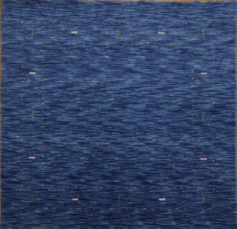 Blue Tribal Gabbeh Indian Square Rug 5x5