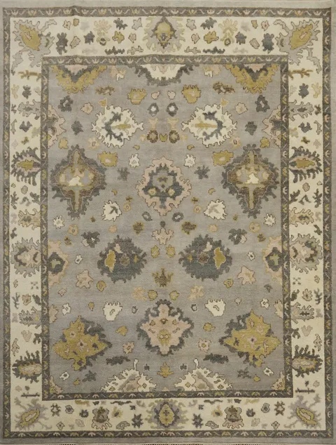 Gray Floral Oushak Indian Area Rug 8x10