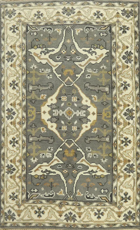 Handmade Gray Oushak Indian Rug 4x6
