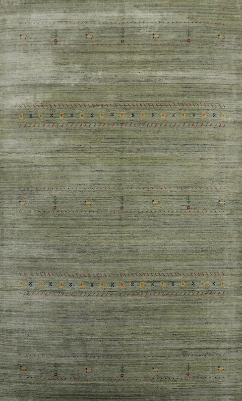 Green Wool Tribal Gabbeh Oriental Area Rug 7x10
