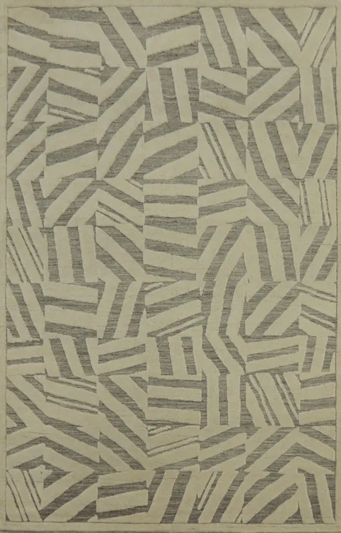 Modern Wool Abstract Indian Area Rug 6x9