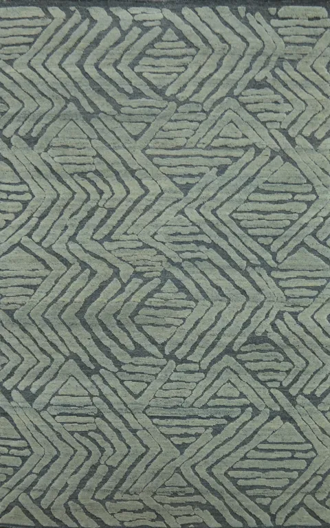 Contemporary Wool Abstract Indian Area Rug 6x9