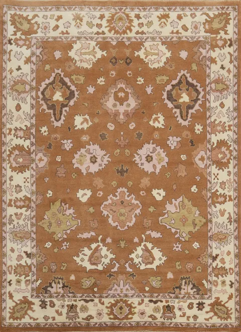 All-Over Wool Floral Oushak Indian Area Rug 9x12