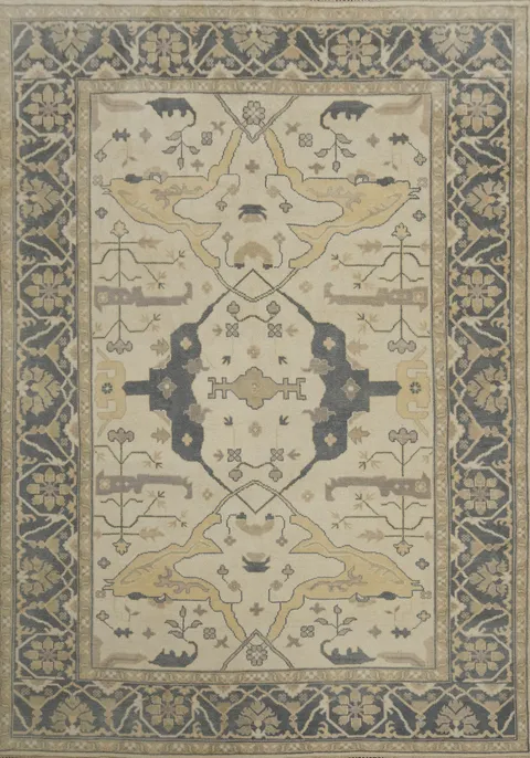 Earth Tone Wool Oushak Indian Area Rug 9x12