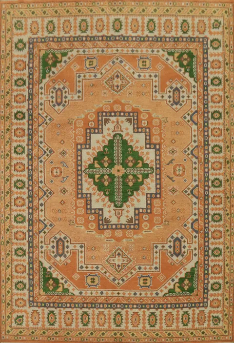 Handmade Geometric Kazak Indian Area Rug 9x12