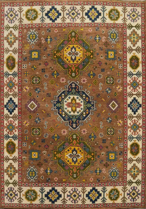 Brown Wool Kazak Indian Area Rug 8x10