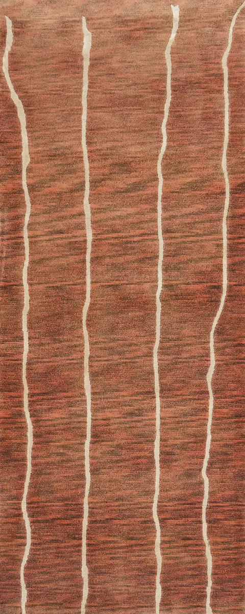 Orange Wool Gabbeh Modern Runner Rug 3x8