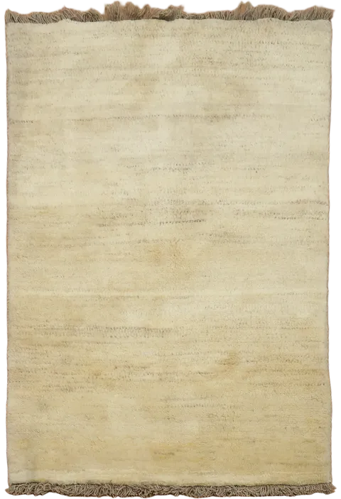 Minimalist Beige Authentic Persian Gabbeh Rug with Natural Tones 3'x5'