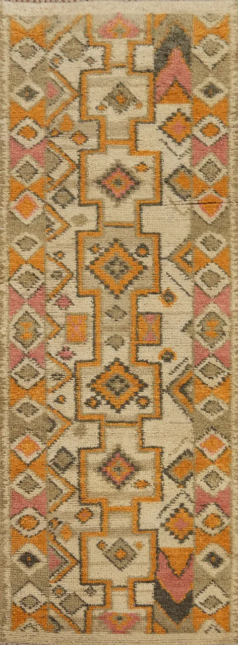 Handmade Wool Moroccan Runner Rug 3x9