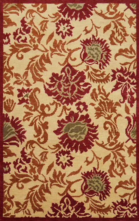 All-Over Floral Indian Area Rug 5x8
