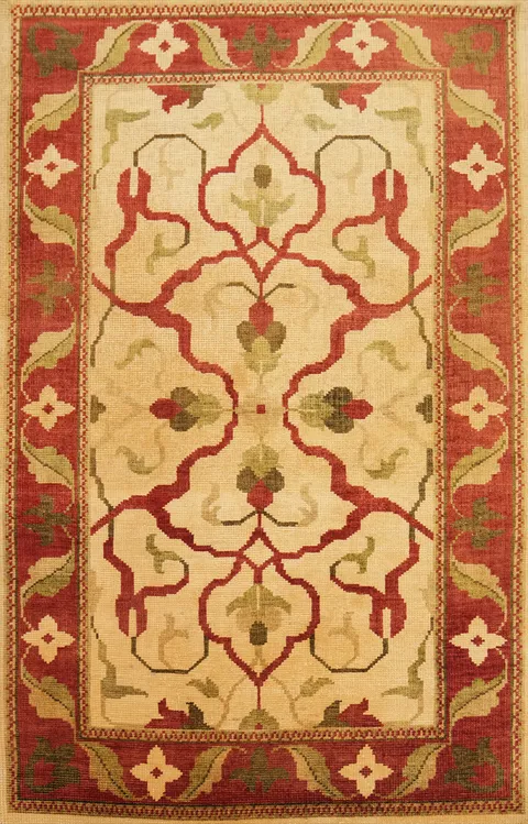 Handmade Floral Indian Area Rug 6x9
