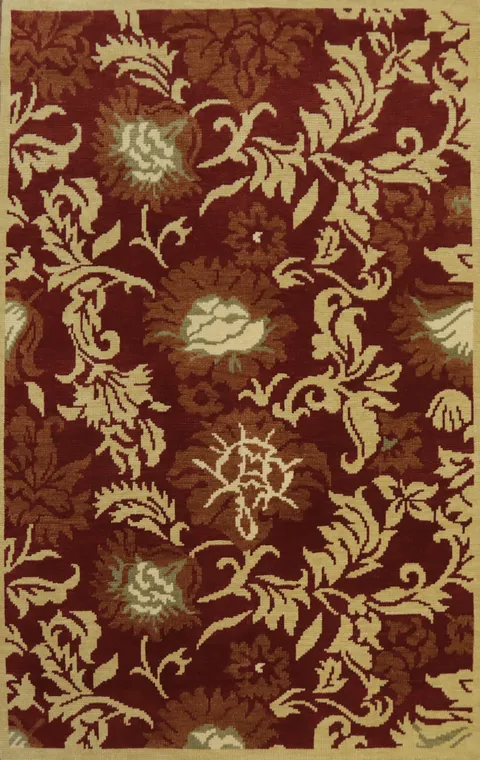 All-Over Red Floral Indian Area Rug 6x8