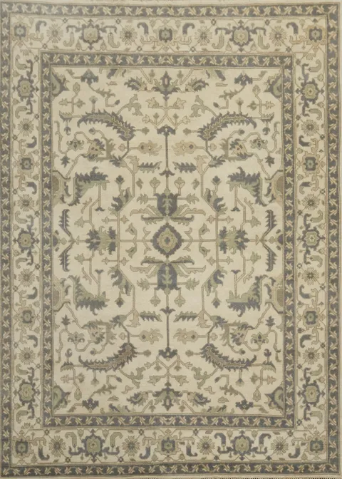 All-Over Floral Wool Oushak Indian Area Rug 9x12