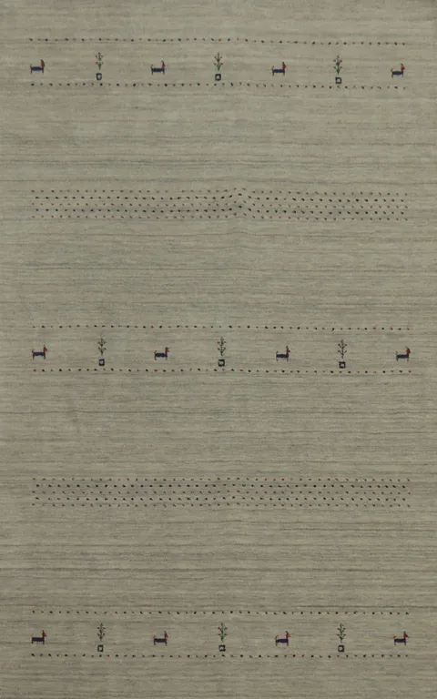 Little Animals Wool Gabbeh Oriental Area Rug 5x8