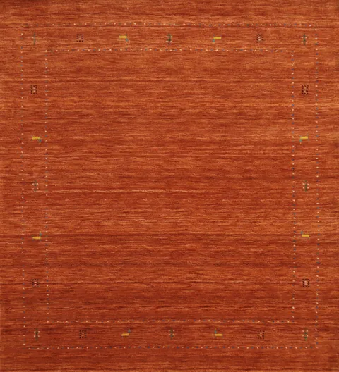Square Orange Wool Gabbeh Indian Area Rug 6x6