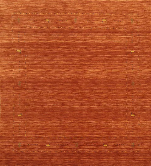 Orange Wool Gabbeh Square Area Rug 6x6