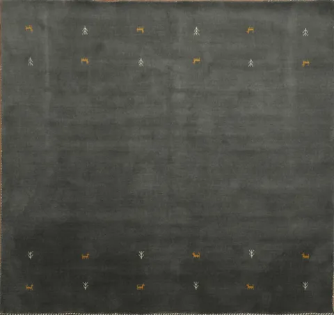 Tribal Gray Gabbeh Square Wool Area Rug 6x6