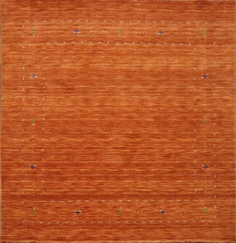 Natural Wool Gabbeh Rug in Earthy Orange Shade 6'x6'