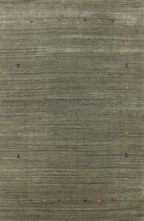 Tribal Green Gabbeh Indian Area Rug 7x10