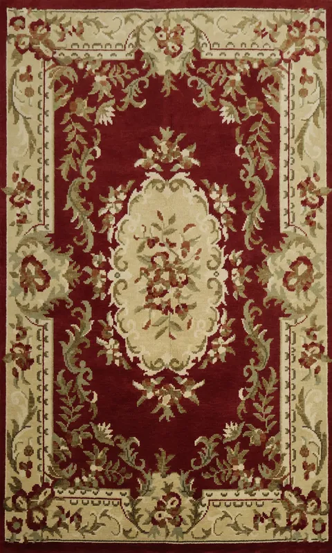 Victorian Style Red Floral Indian Area Rug 6x10