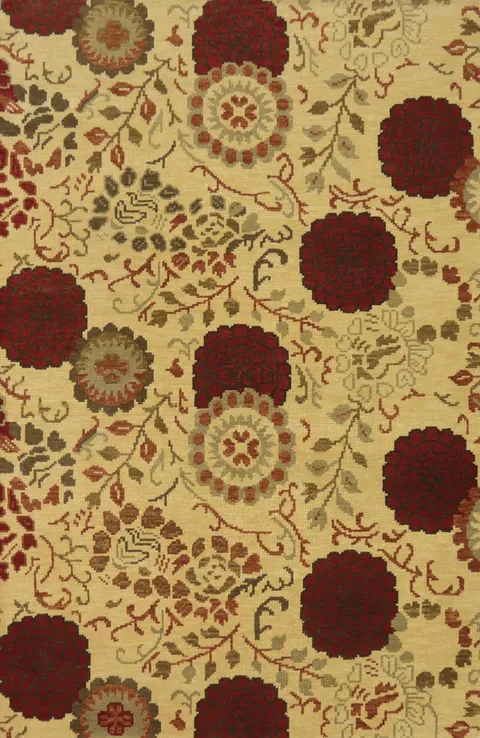 All-Over Gold Floral Indian Area Rug 6x8
