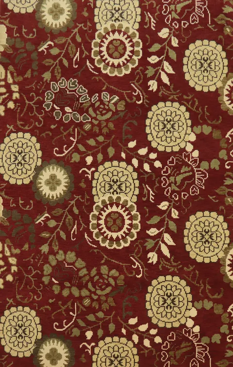 All-Over Red Floral Indian Area Rug 7x10