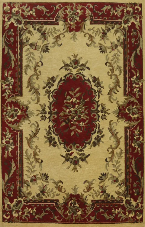 Victorian Style Floral Indian Area Rug 7x10