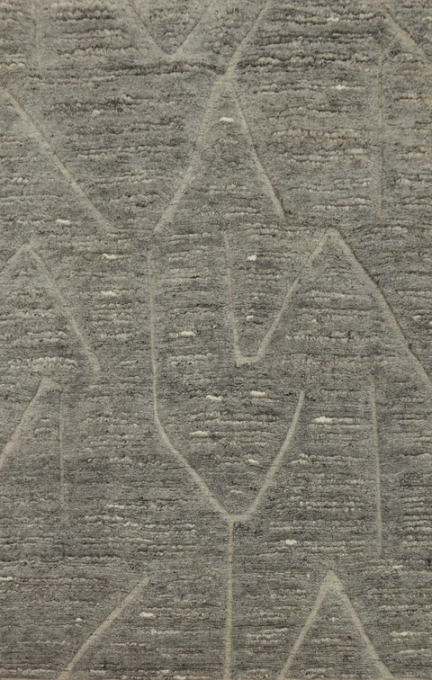 Modern Gray Abstract Indian Area Rug 6x9