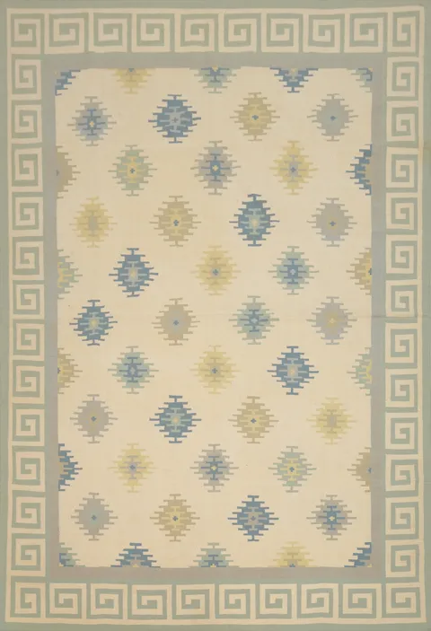 Geometric Flat Weave Kilim Durrie Area Rug 9x12