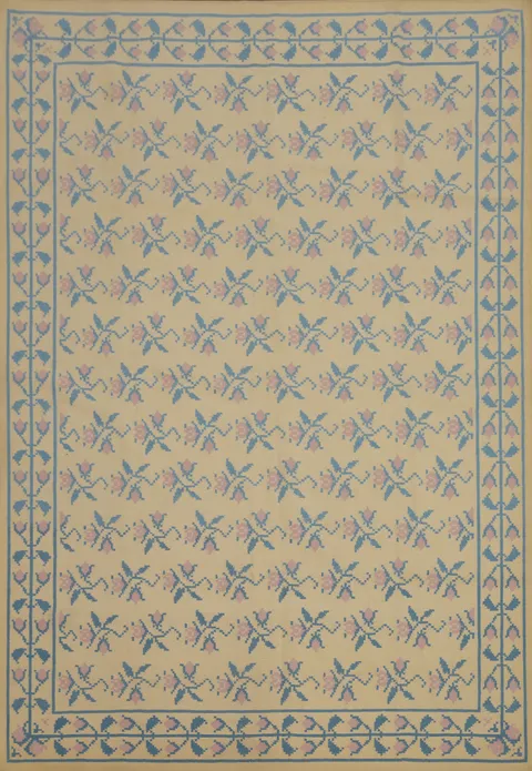 Flat Weave Floral Kilim Durrie Nomad Area Rug 9x12