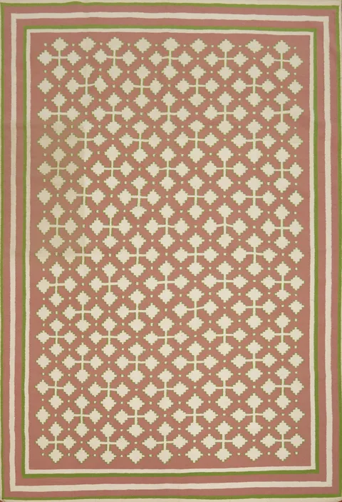 All-Over Geometric Flat Weave Kilim Durrie Area Rug 9x12