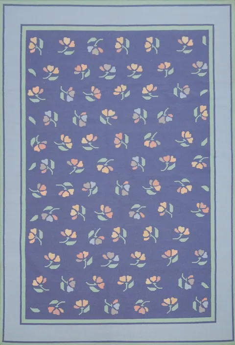 Floral Flat Weave Kilim Durrie Area Rug 9x12