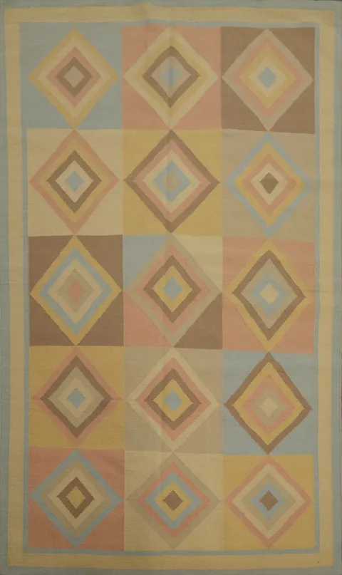 Geometric Flat Weave Kilim Durrie Nomad Area Rug 6x9