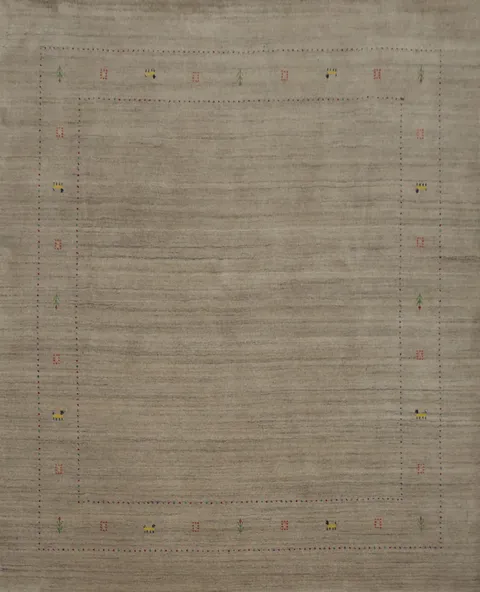 Brown Gabbeh Square Area Rug 8x8 with Intricate Border Details