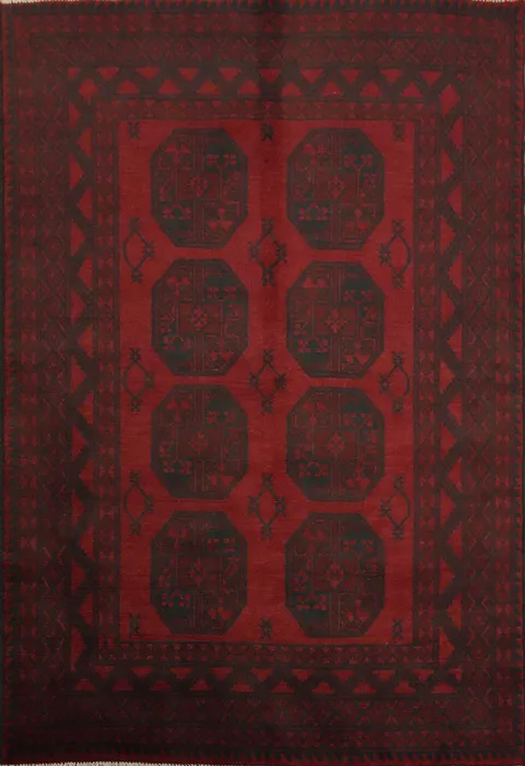 Elephant Foot Geometric Balouch Afghan Rug 5x6