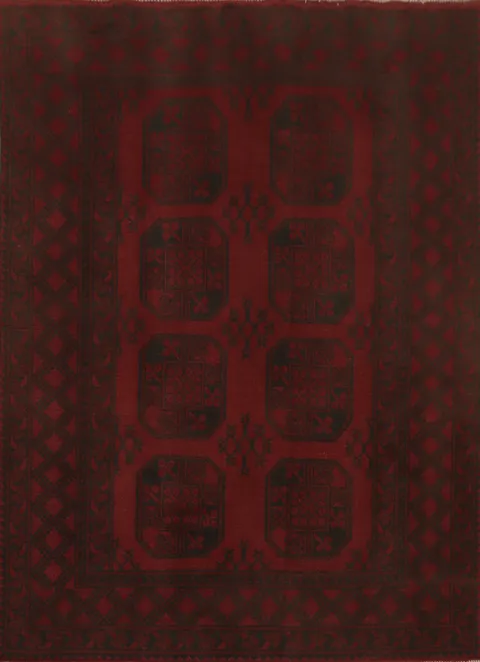 Geometric Red Wool Balouch Afghan Rug 5x7
