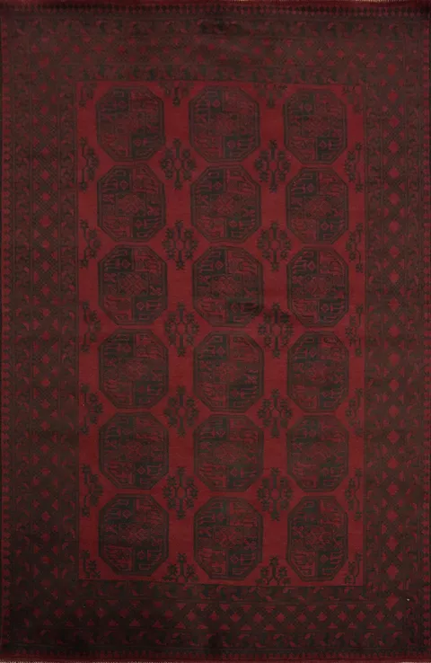 Elephant Foot Red Balouch Afghan Area Rug 6x10