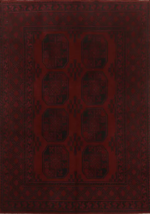 Geometric Red Balouch Afghan Rug 5x6