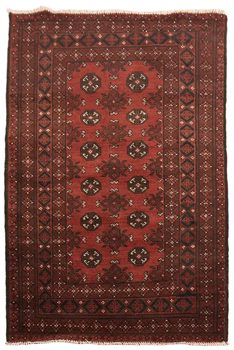 Tribal Red Balouch Afghan Wool Rug 3x5