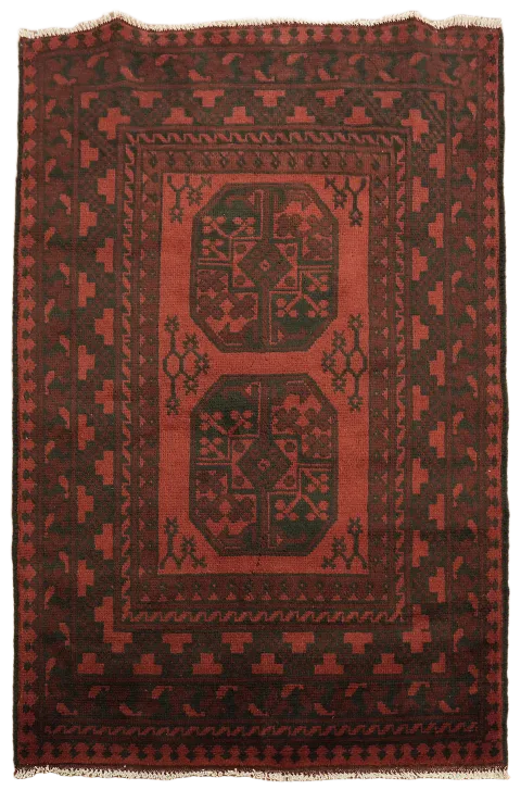 Tribal Geometric Balouch Afghan Wool Rug 3x5