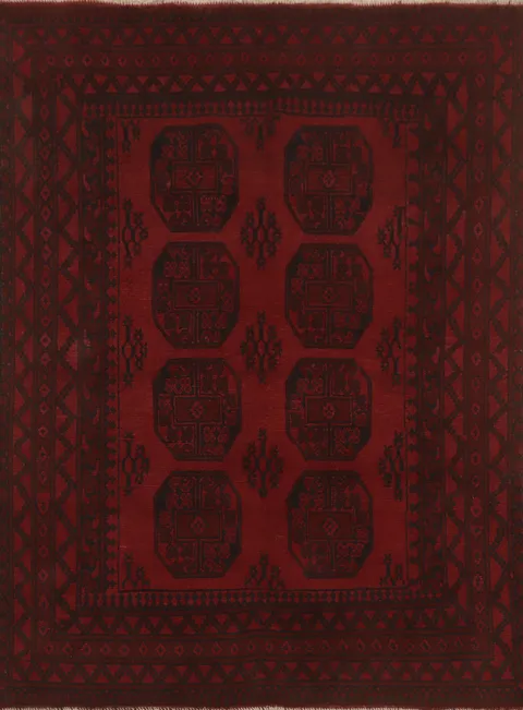 Tribal Red Balouch Afghan Rug 5x6