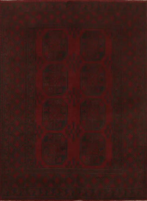 Handmade Red Wool Balouch Afghan Rug 5x6