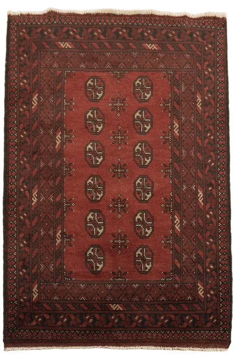 Handmade Red Wool Balouch Afghan Rug 3x5