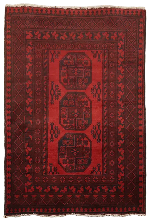 Stunning Afghan Red Carpet with Rich Decorative Style 3x5