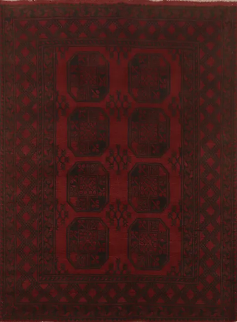 Elephant Foot Red Wool Balouch Afghan Rug 5x6
