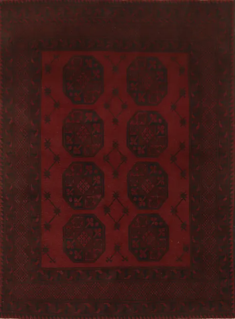 Elephant Foot Red Wool Balouch Afghan Rug 5x6