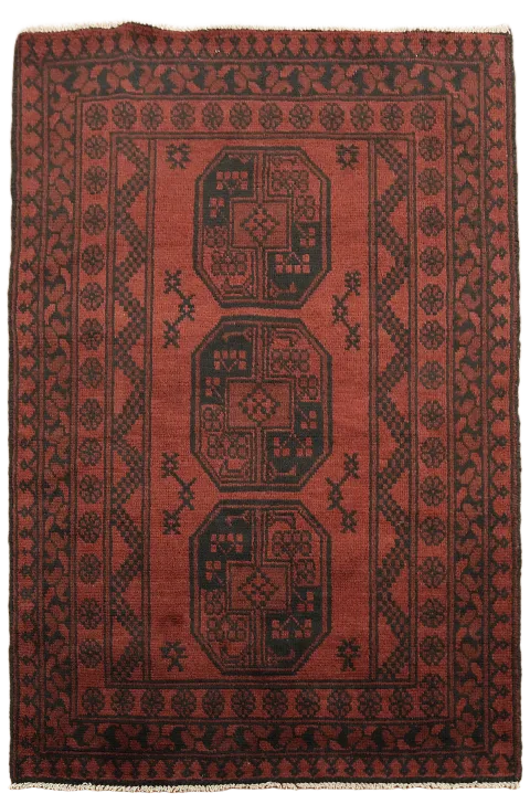 Tribal Red Balouch Afghan Wool Rug 3x5