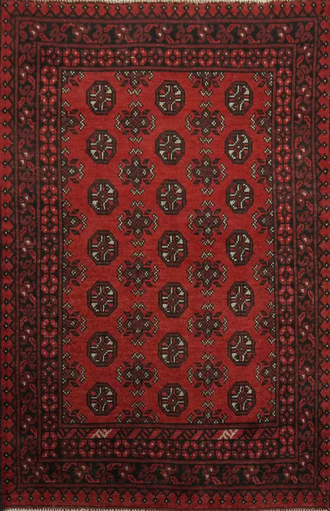 Handmade Red Wool Balouch Afghan Rug 3x5