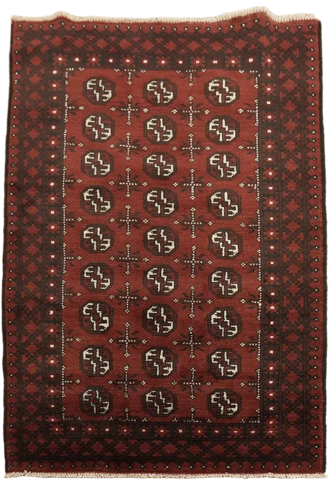 Tribal Red Balouch Afghan Wool Rug 3x5