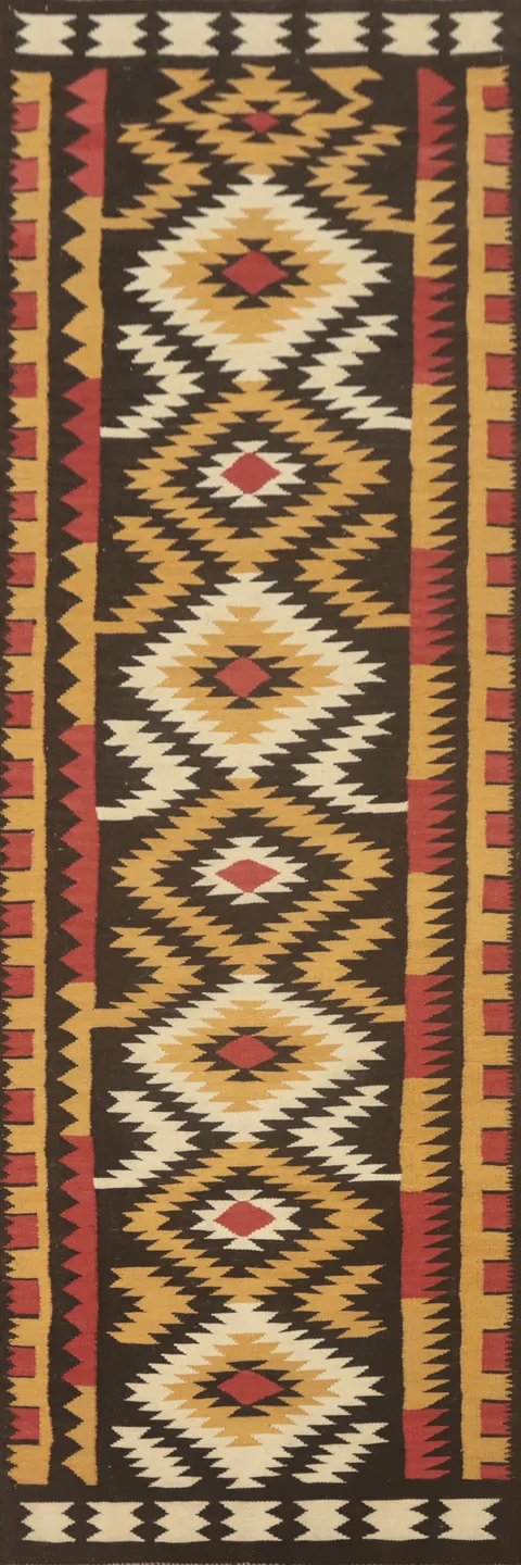 Geometric Kilim Oriental Runner Rug 3x13